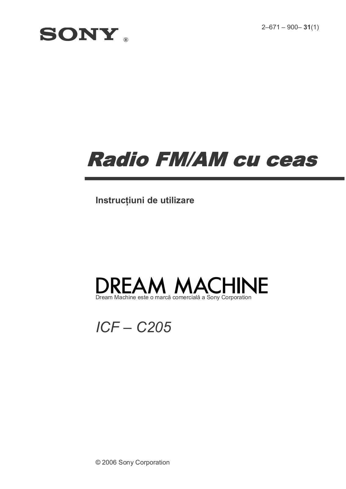 Sony ICF-C205 User Manual