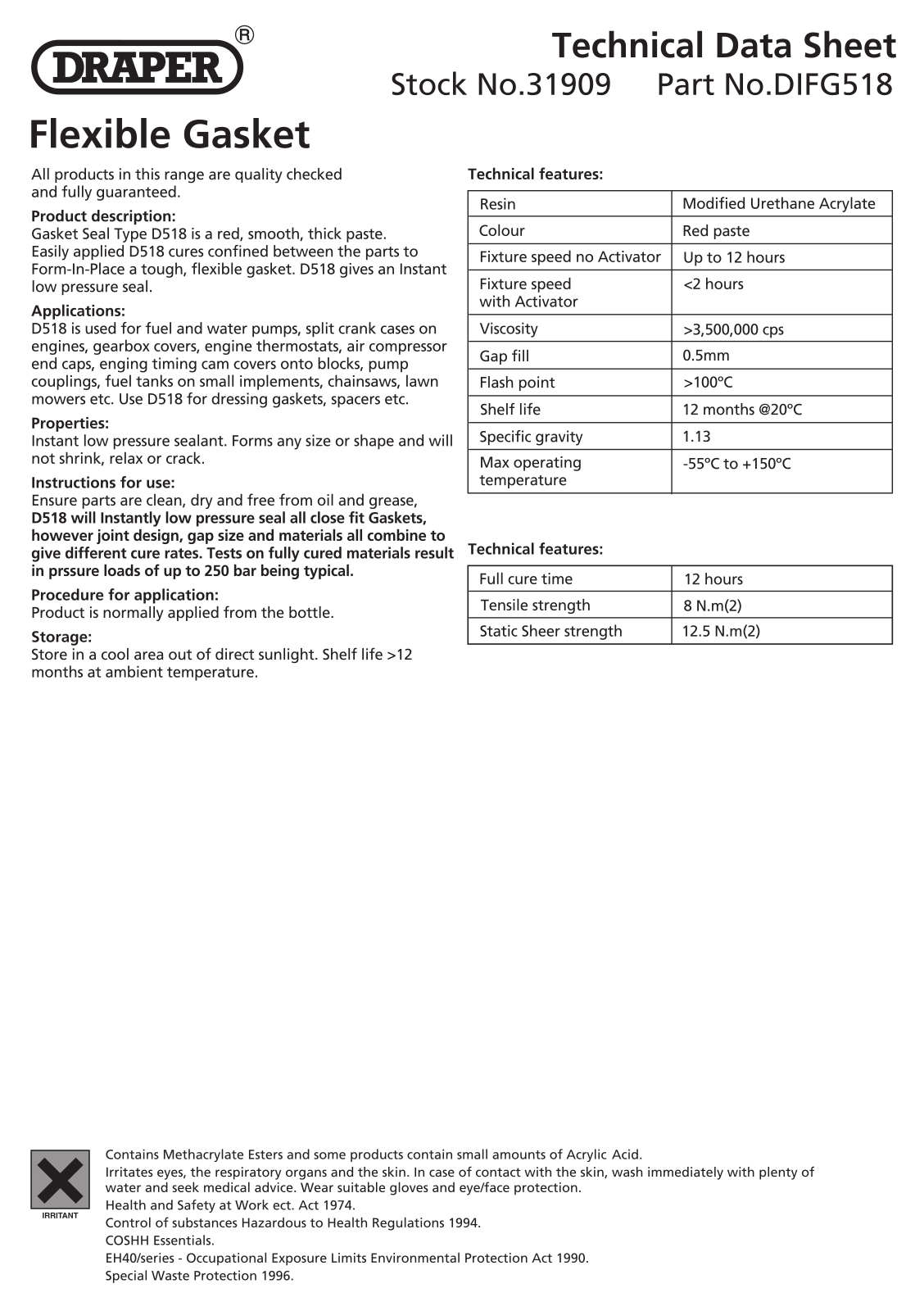 Draper Tools 31909 Instructions - ManualMachine.com