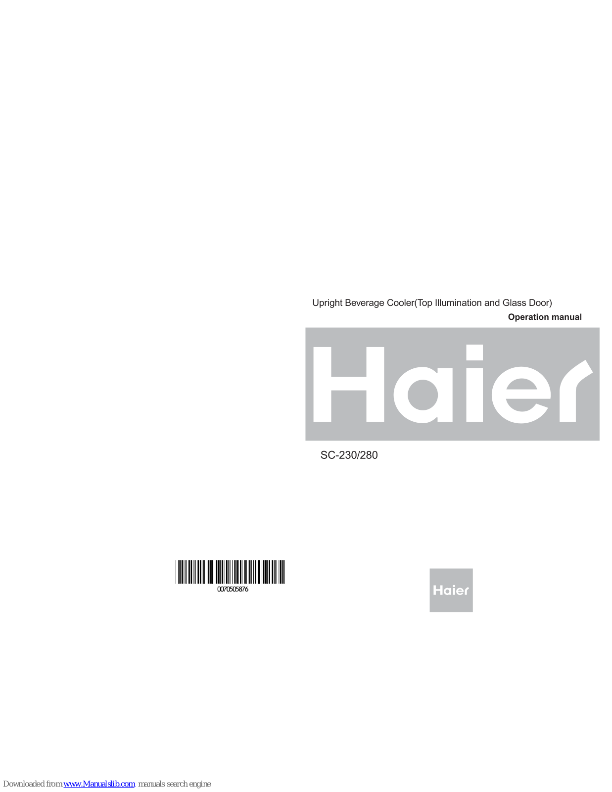 Haier SC-280 Operation Manual