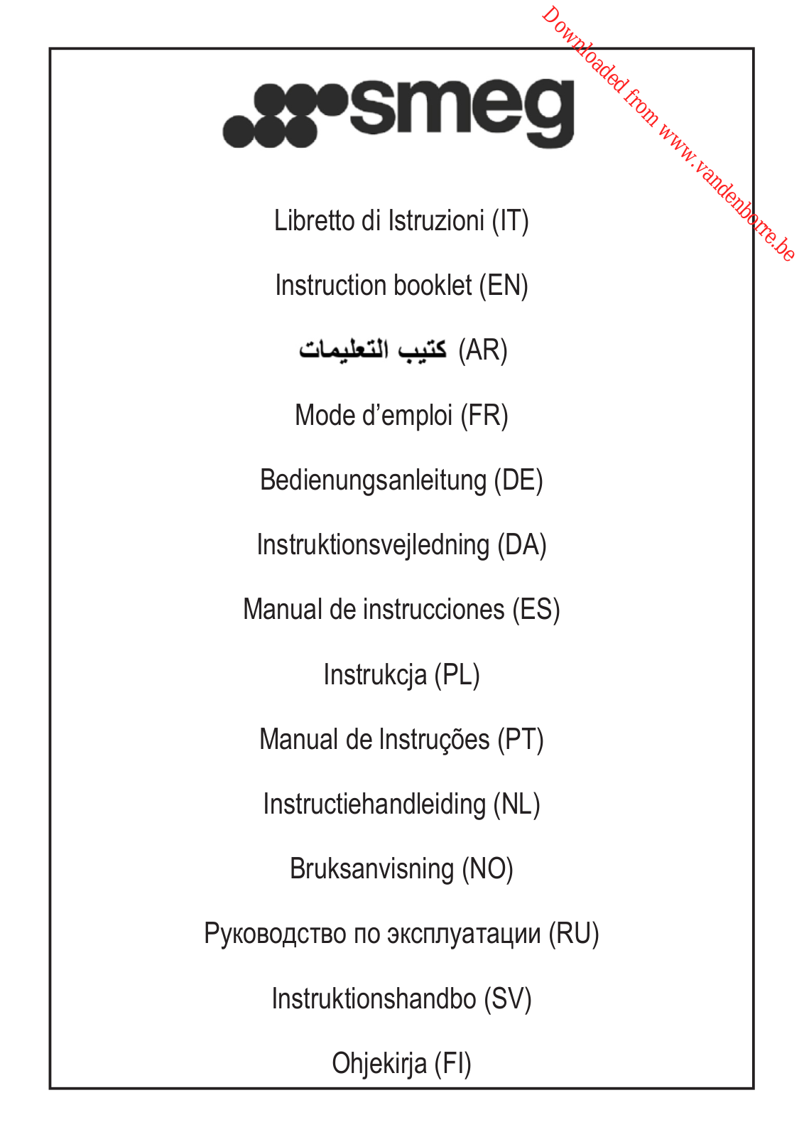 SMEG KA 1 VAE User Manual