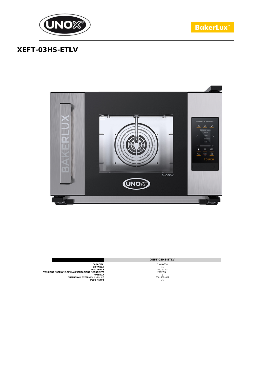 UNOX XEFT-03HS-ETLV Datasheet