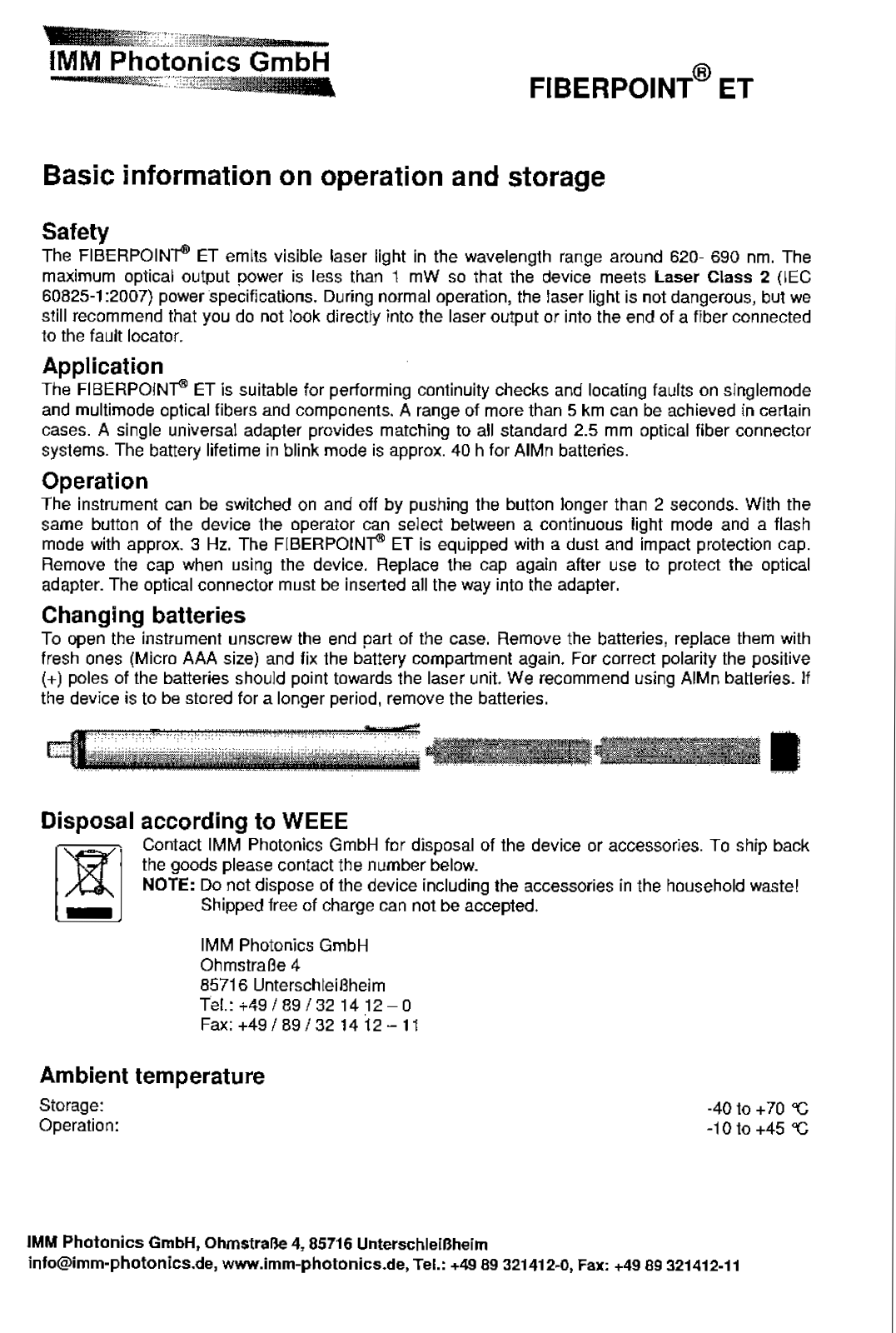 Lightwin FIBERCHECKER ET User guide - ManualMachine.com