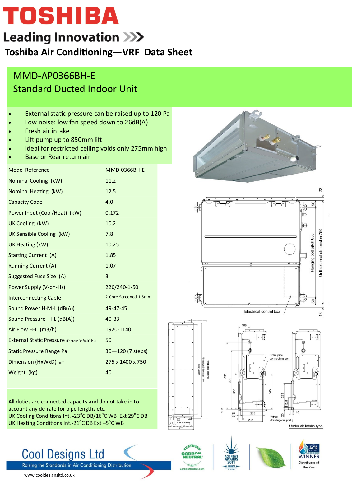 Toshiba MMD-AP0366BH-E Datasheet