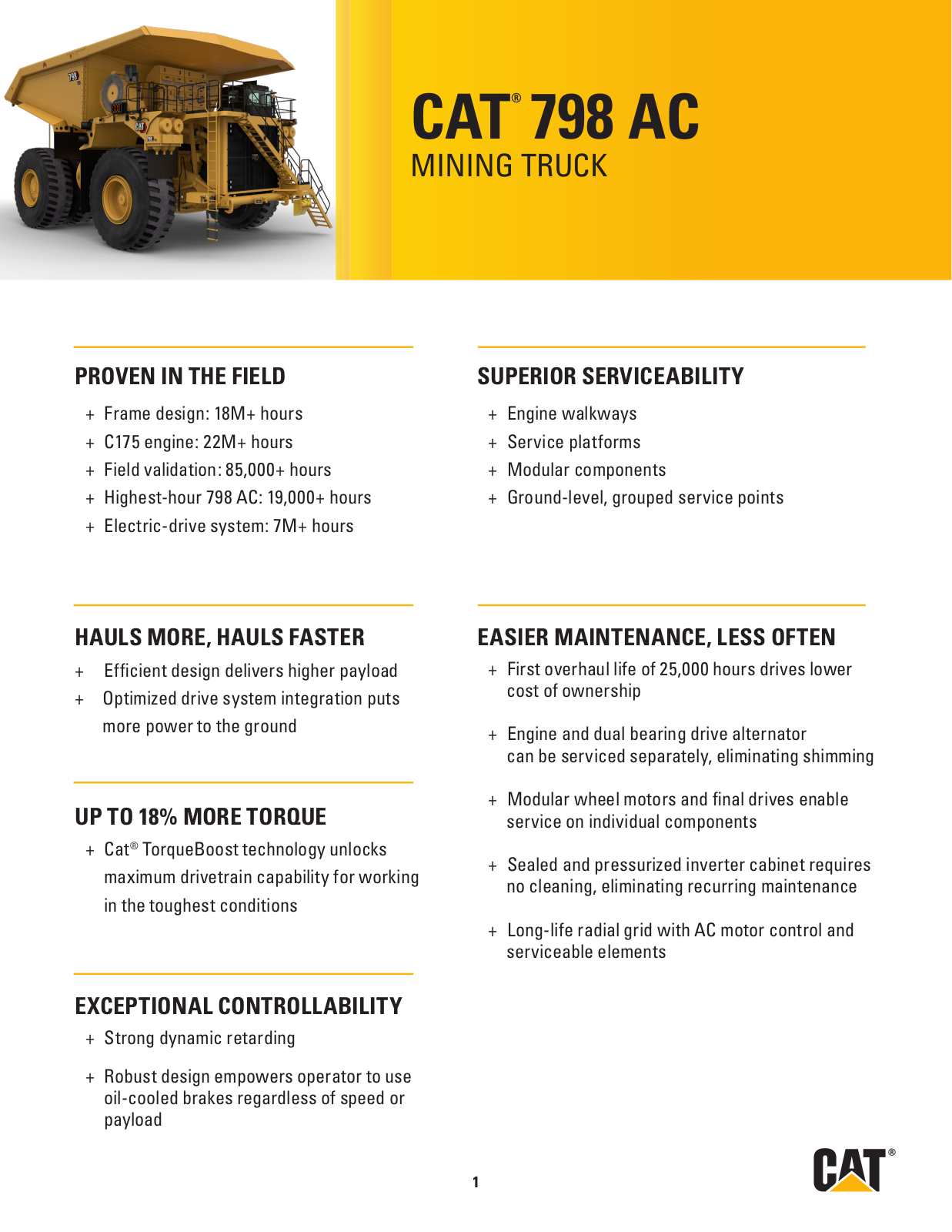 CAT 798 AC Specifications