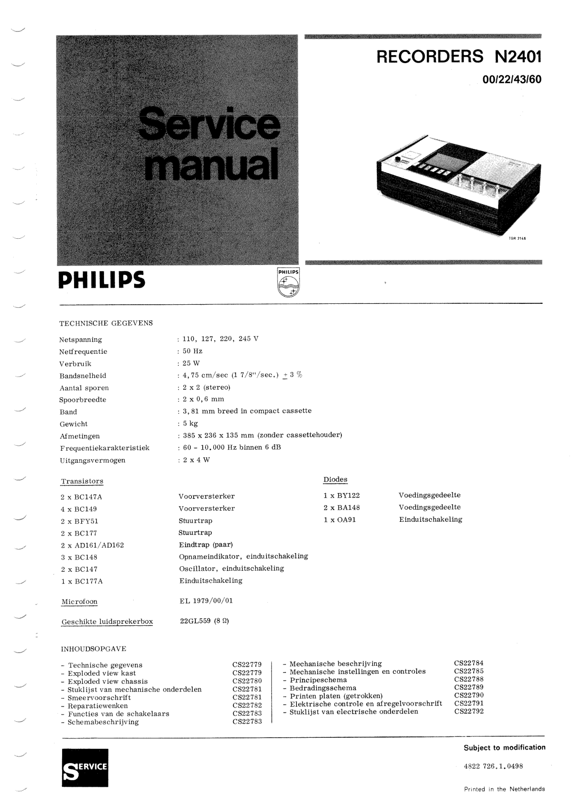 Philips N-2401 Service Manual