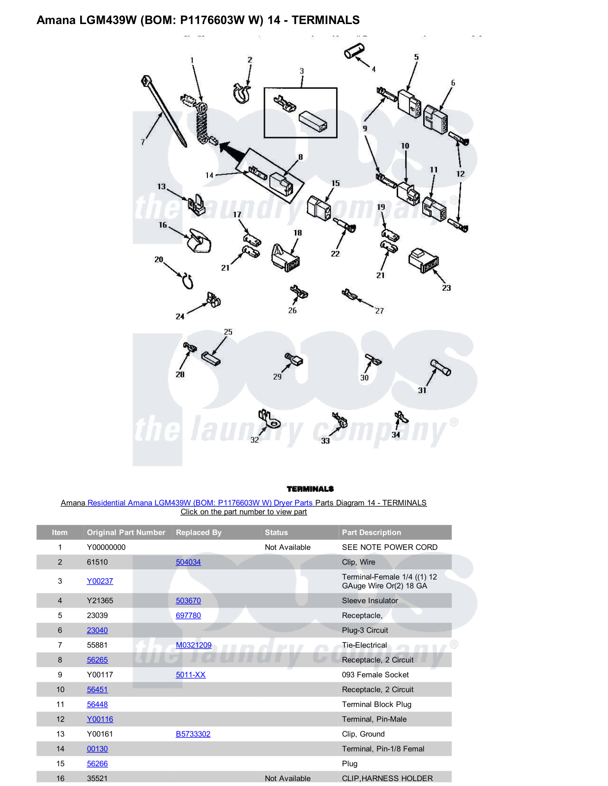 Amana LGM439W Parts Diagram