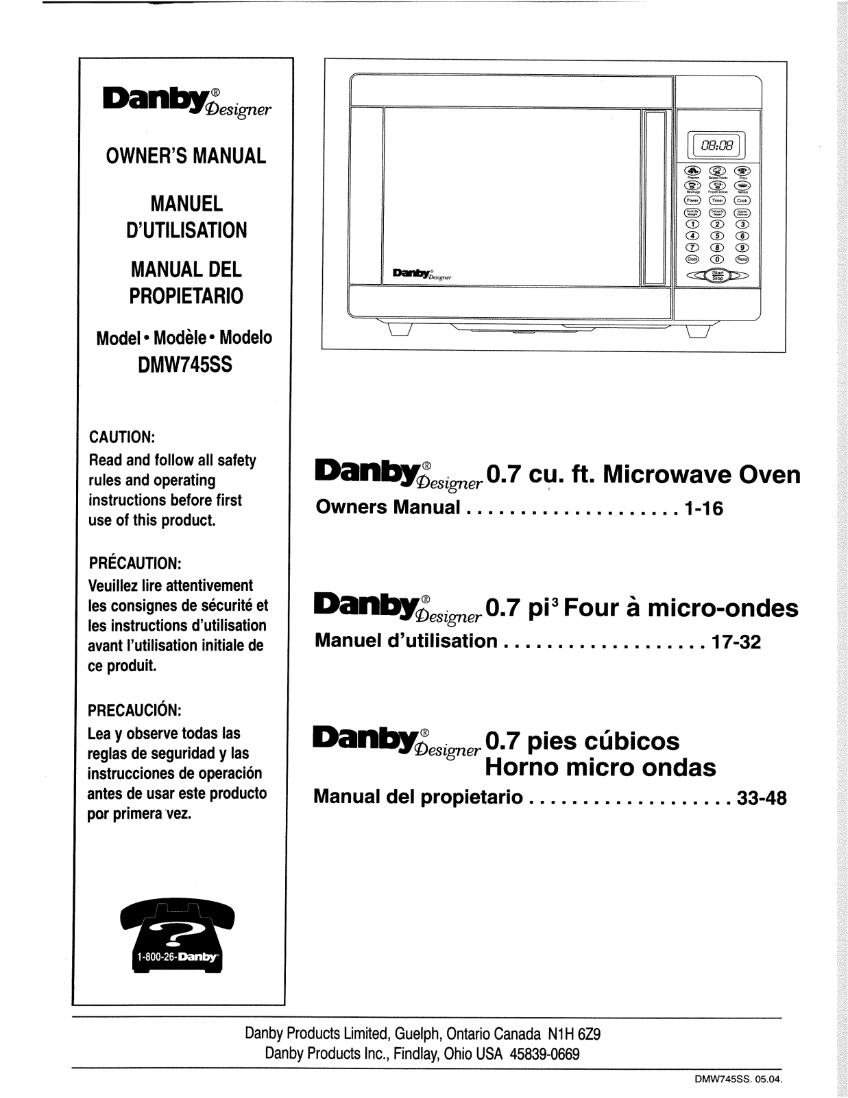 Danby DMW745SS User Manual