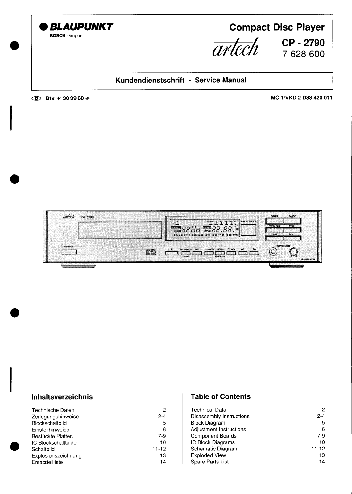 Blaupunkt CP-2790 Service manual