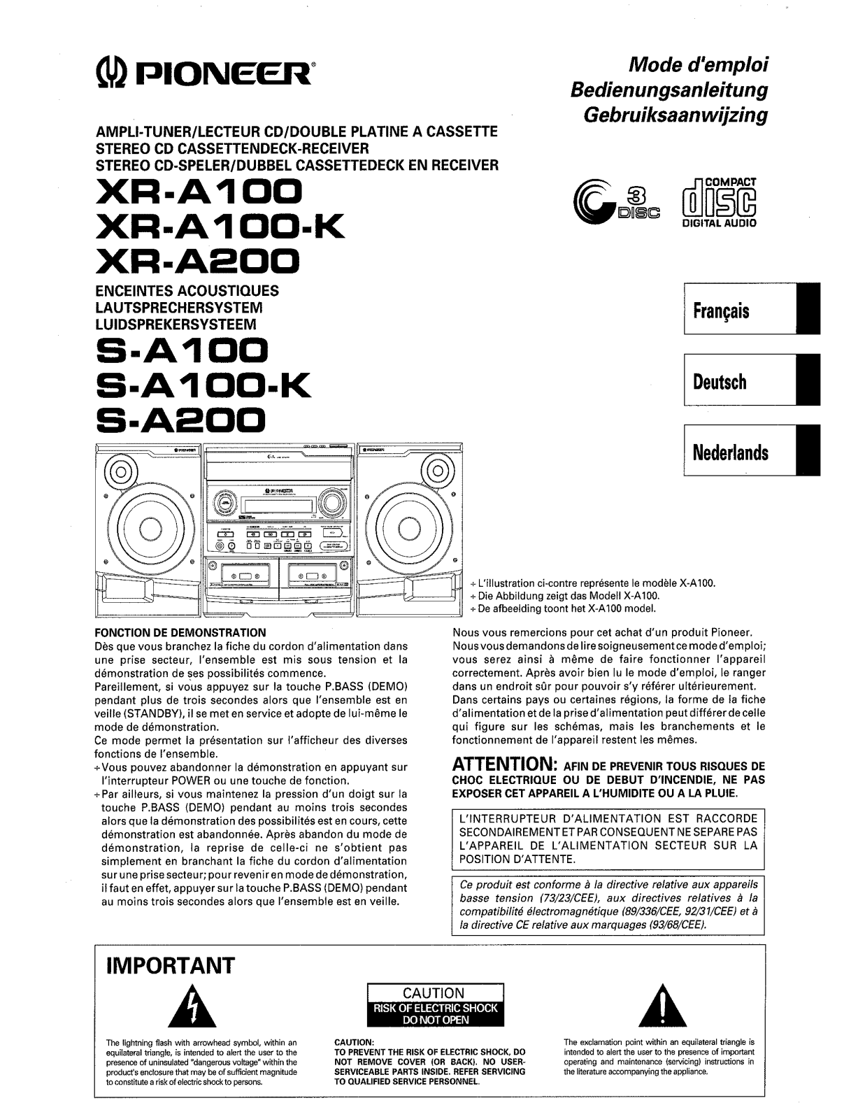 Pioneer S-A100 Manual
