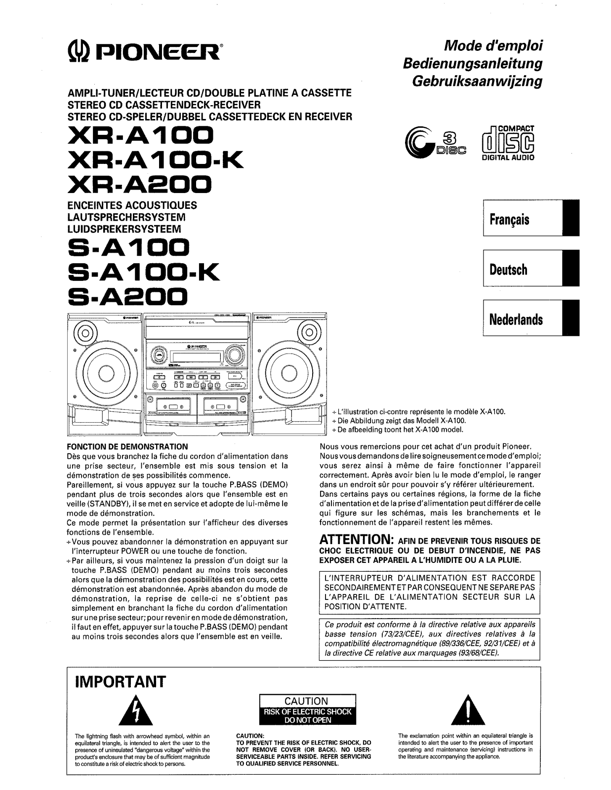 Pioneer S-A100 User Manual