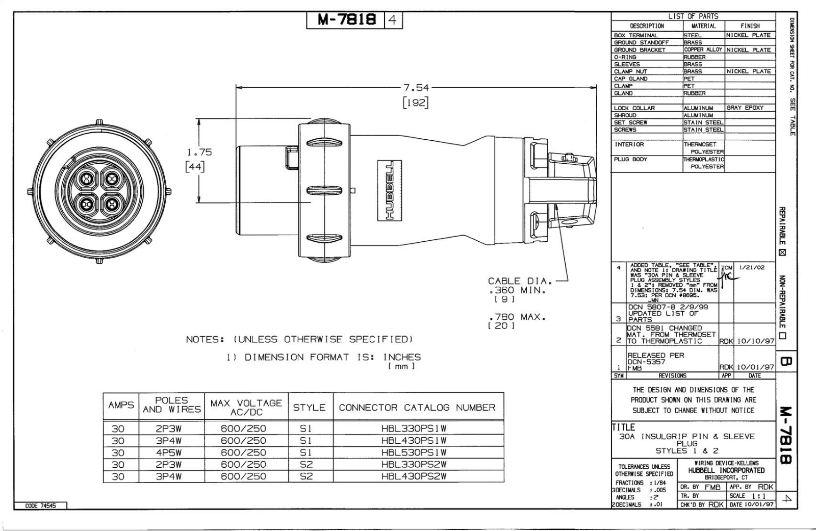 Hubbell HBL330PS1W Reference Drawing