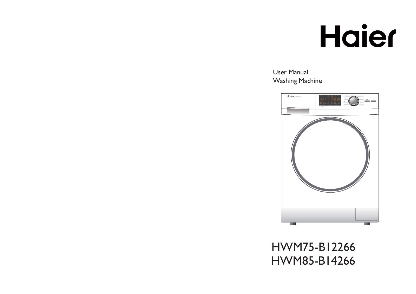 Haier HWM75-B12266, HWM85-B14266 User Manual