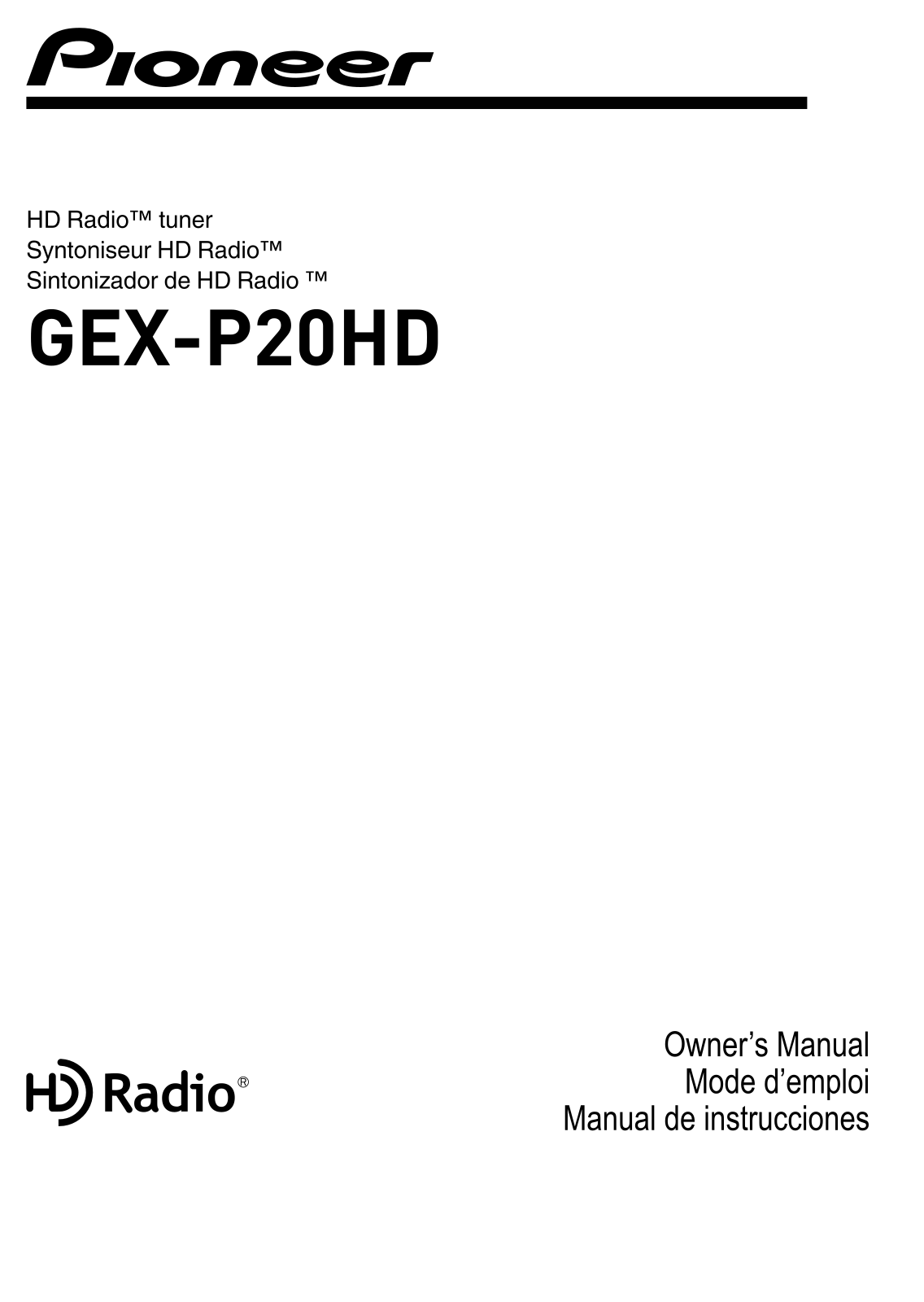 Pioneer GEX-P20HD User Manual