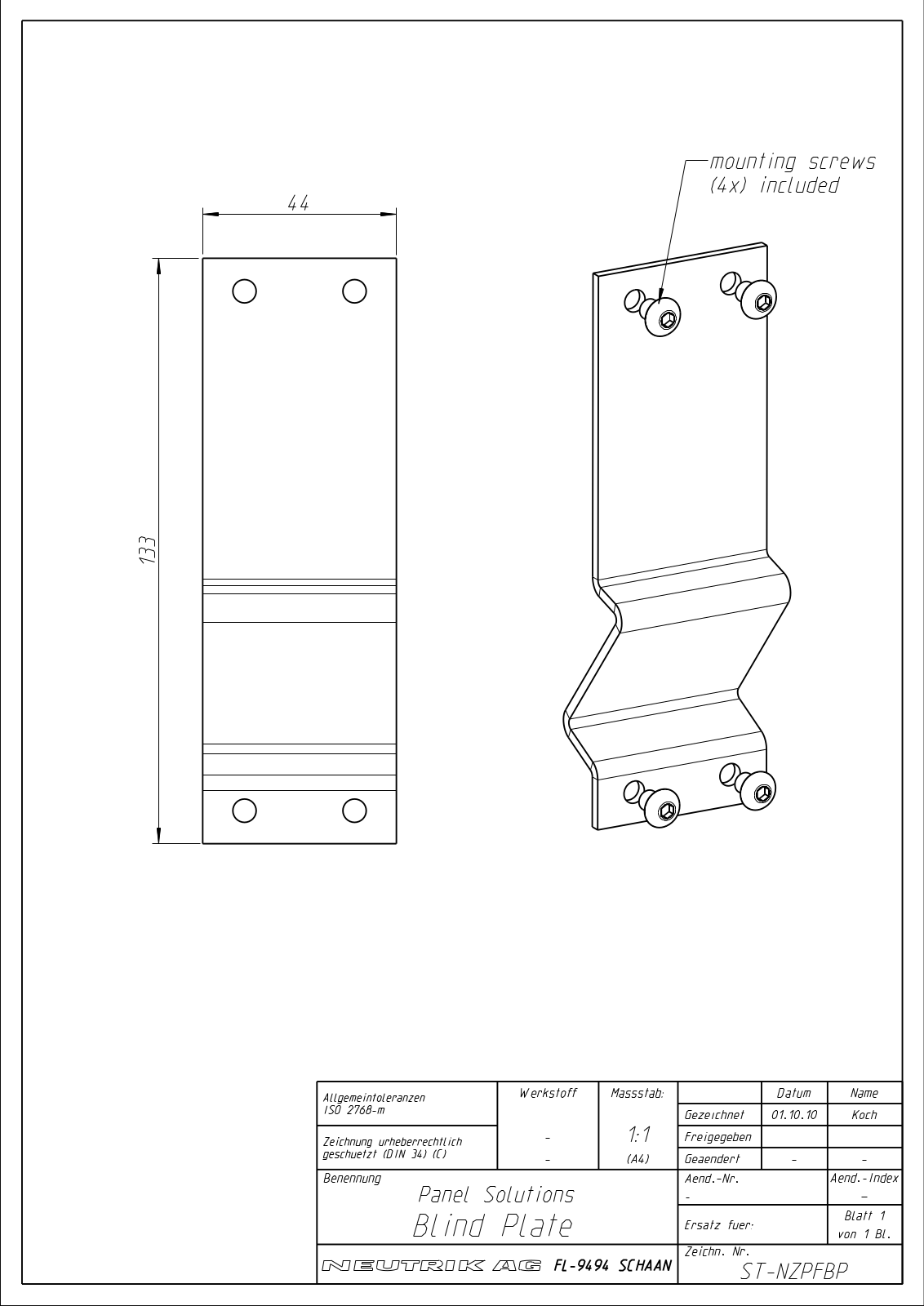 Neutrik NZPFBP Diagram