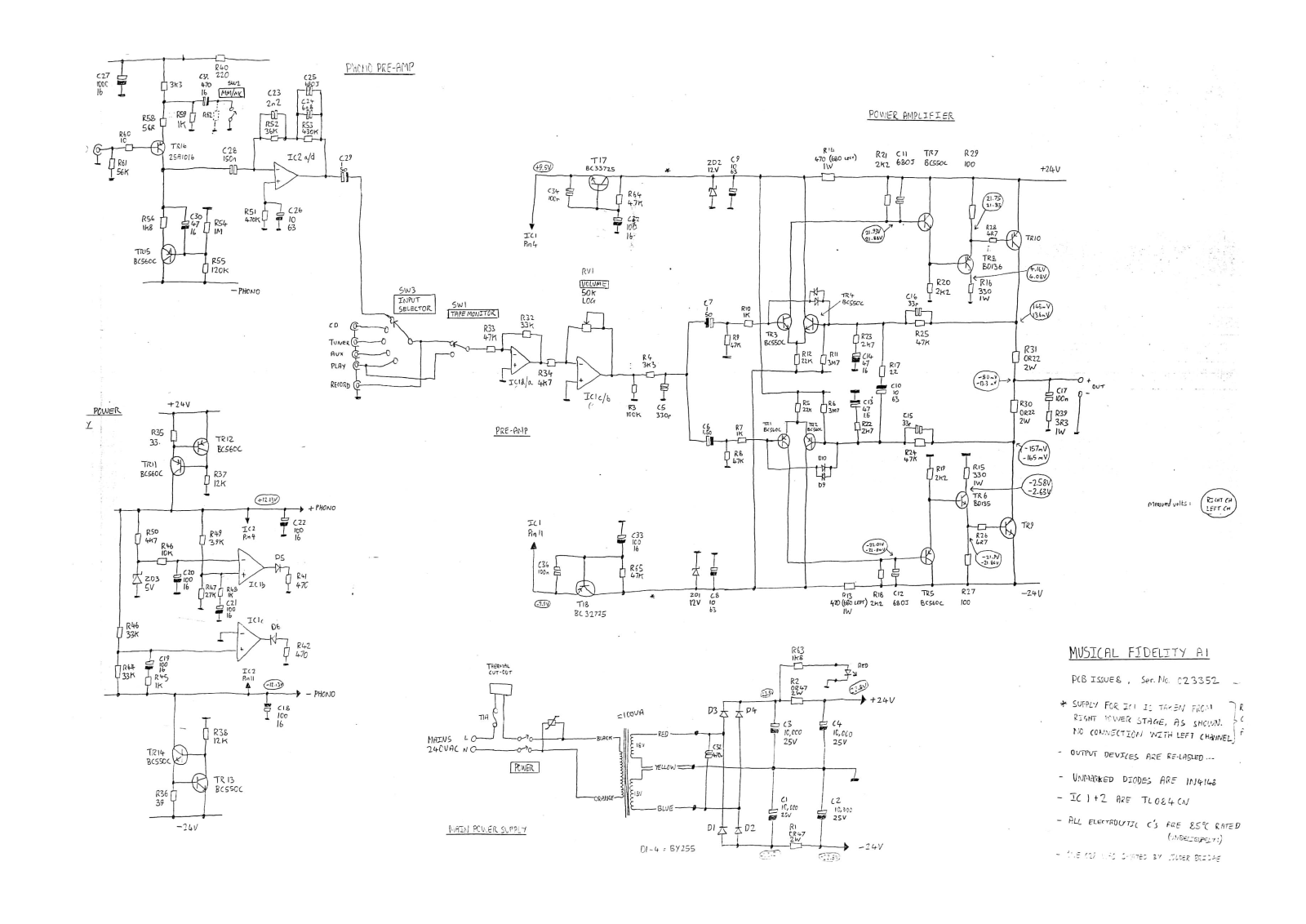 Musical Fidelity A-1 Integrated Schematic