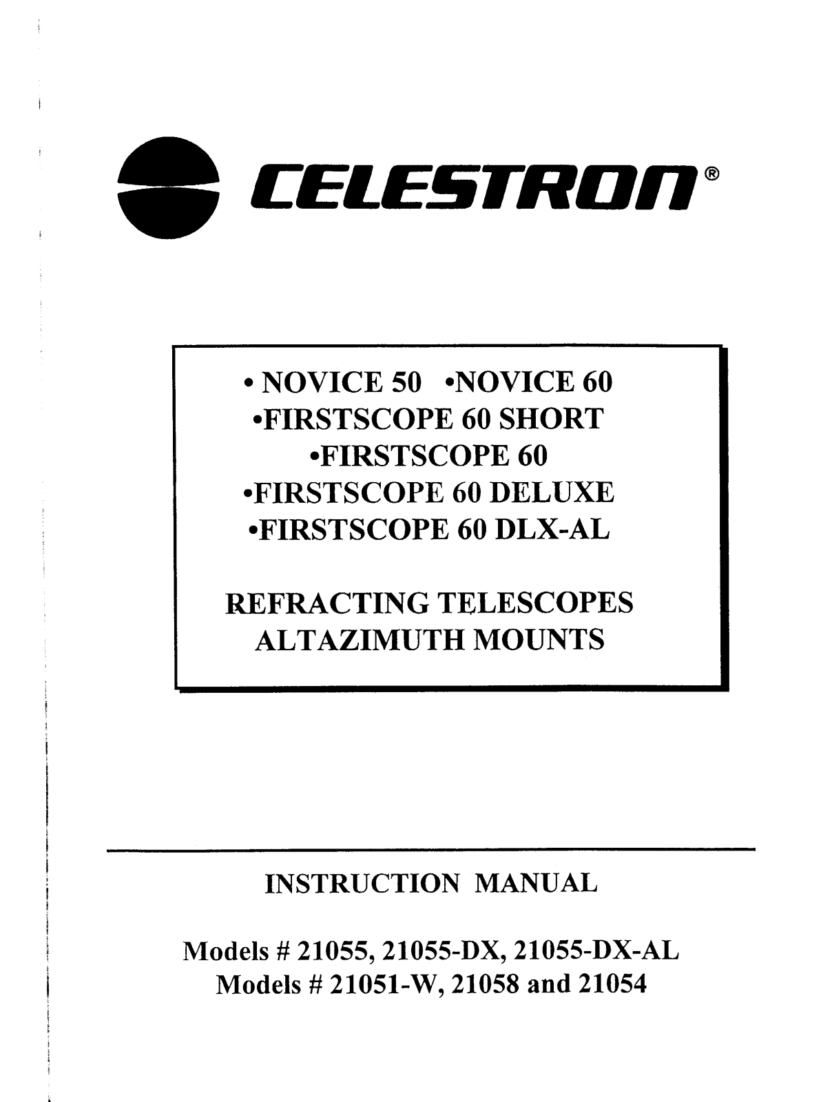 Celestron 21055, 21058, 21051-W, 21054, 21055-DX User Manual