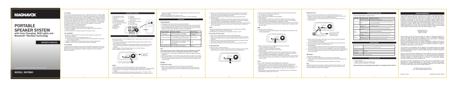 Magnavox MHT880 User Manual