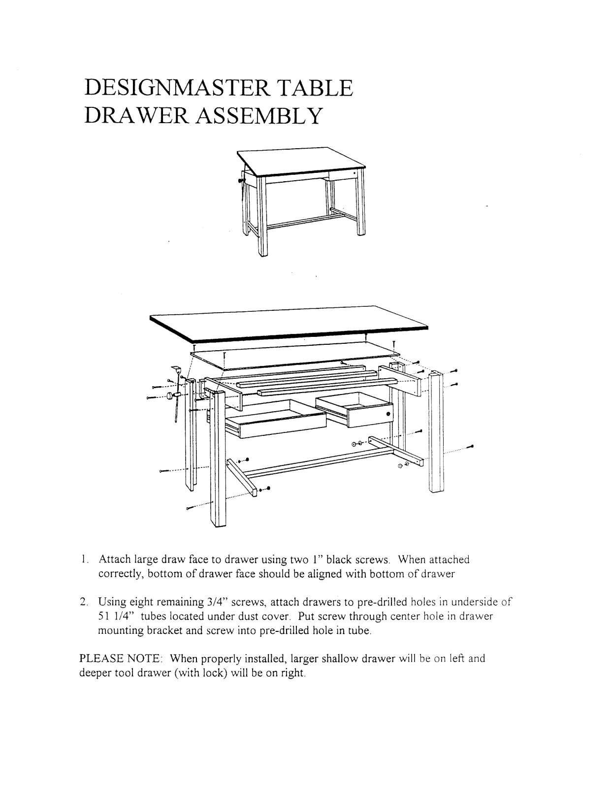 Alvin Table Drawer Designmaster User Manual - ManualMachine.com