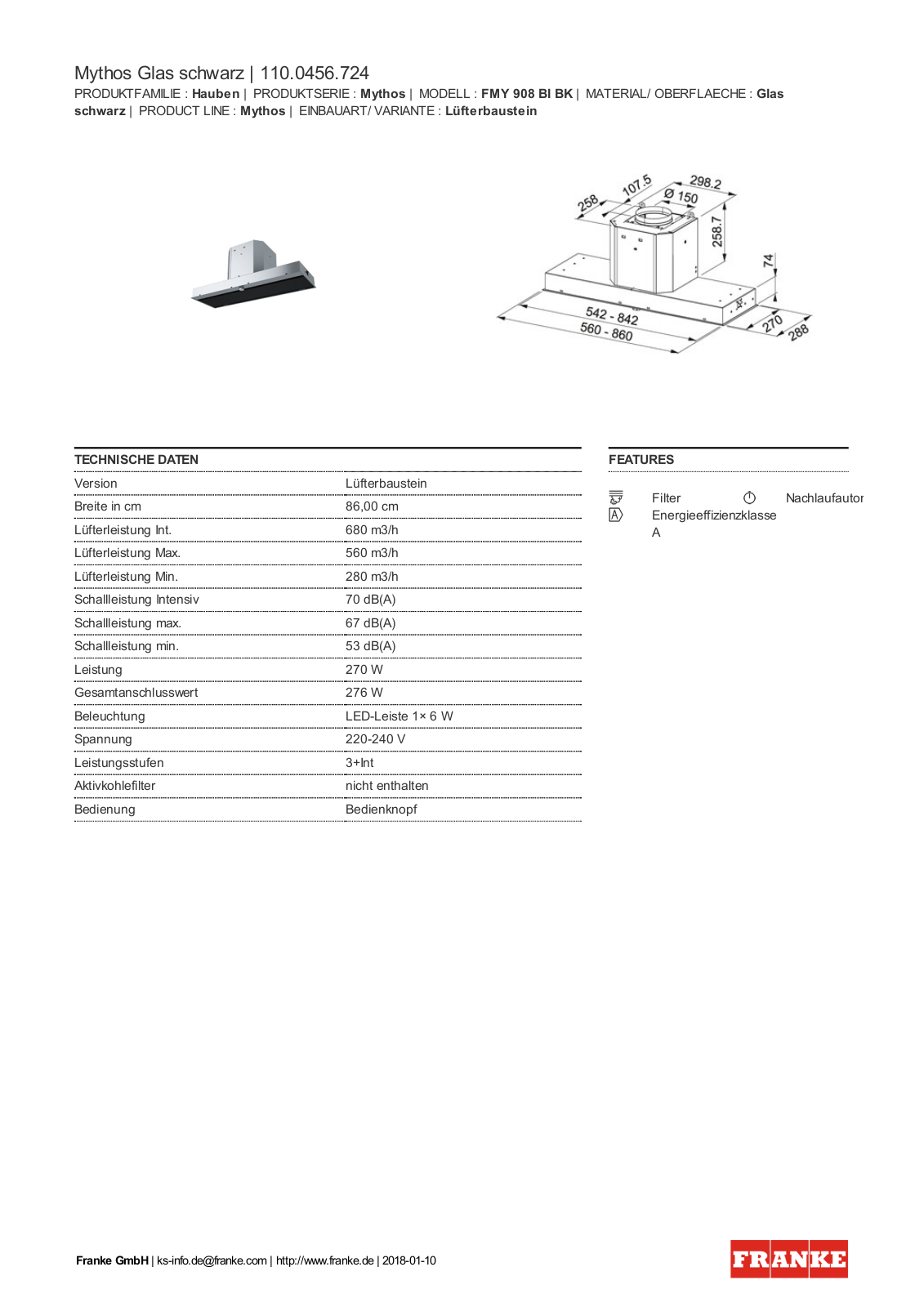 Franke 110.0456.724 Service Manual