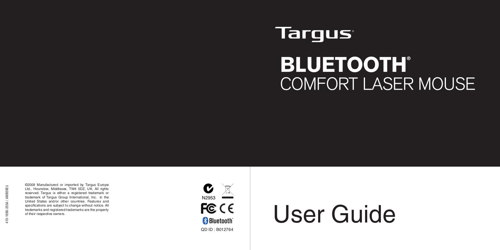 TARGUS Bluetooth Laser Mouse For Mac User Manual