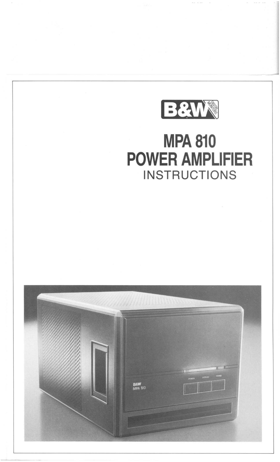 Bowers and Wilkins MPA-810 Owners manual