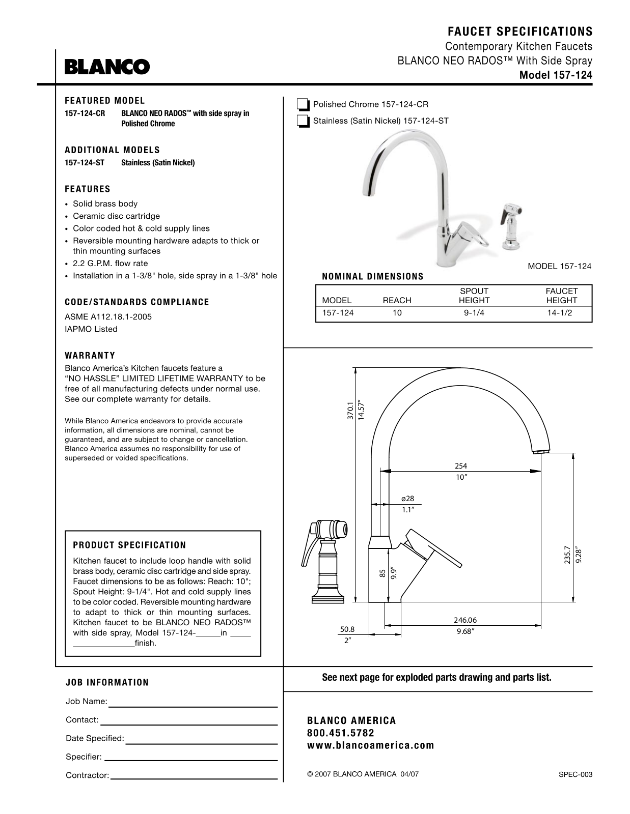 Blanco 157-124 User Manual