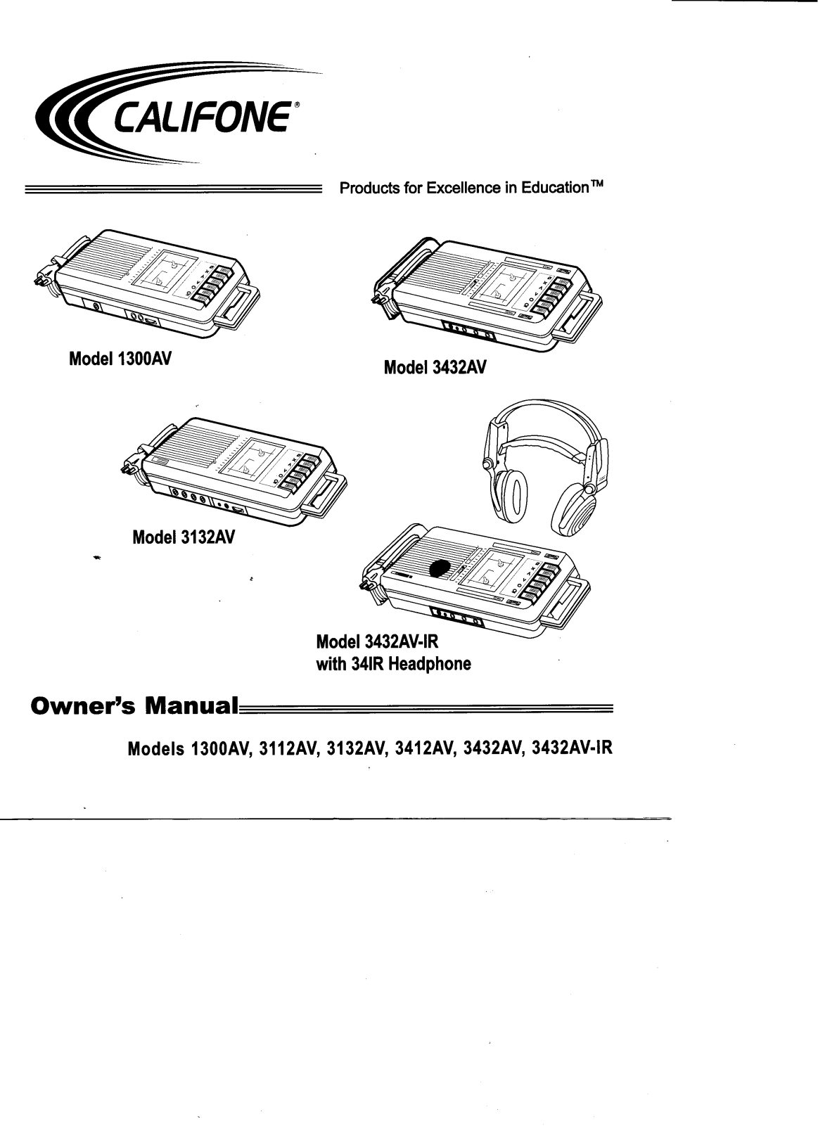 Califone 3432IR-PLC, 34322AV, 3432IR User Manual