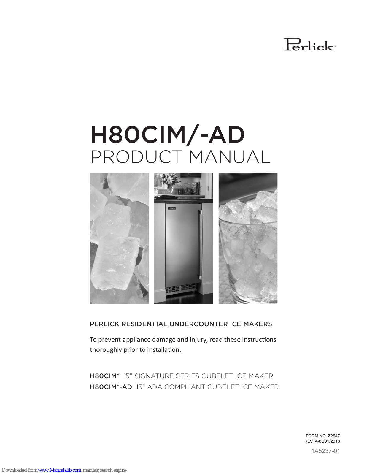 Perlick H80CIM SERIES, H80CIM-AD SERIES Product Manual