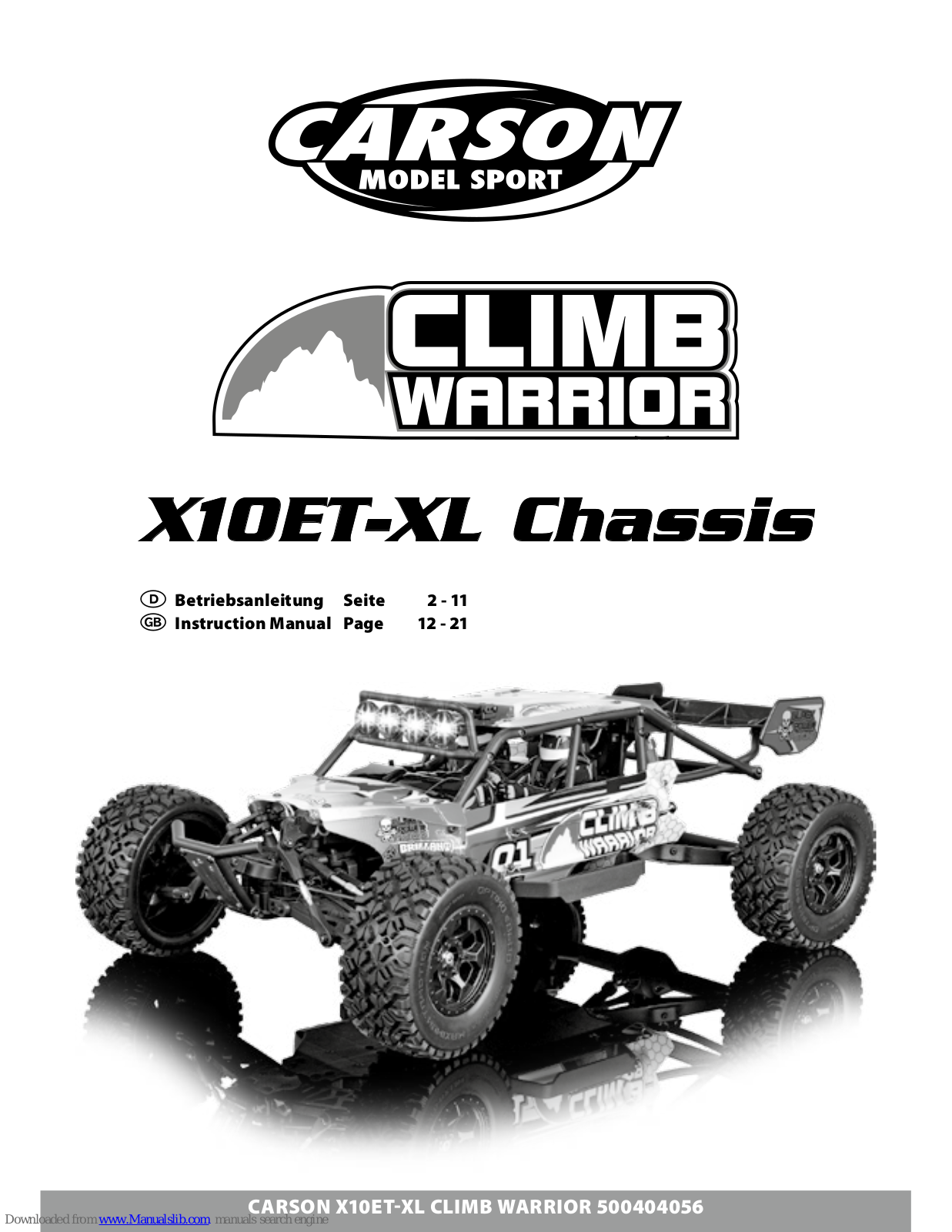 Carson X10ET-XL CLIMB WARRIOR Instruction Manual