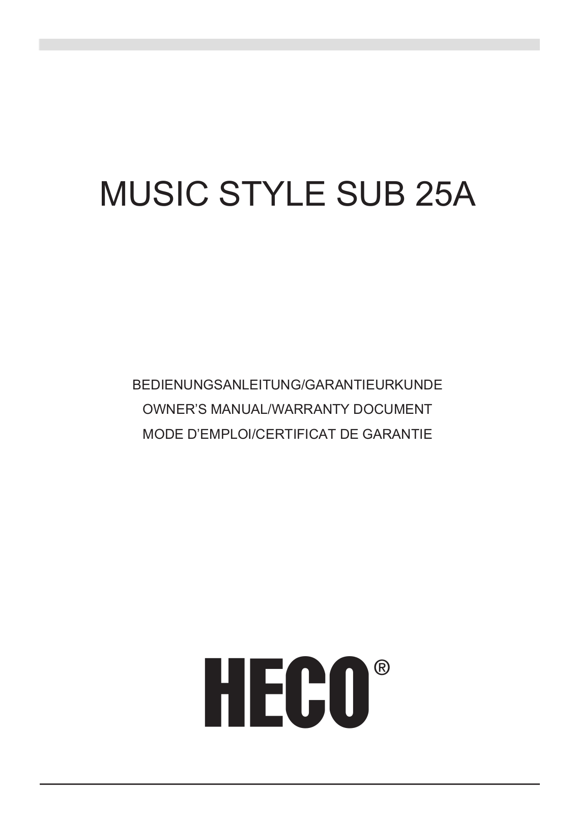 Heco Music Style Sub 25 A User Manual