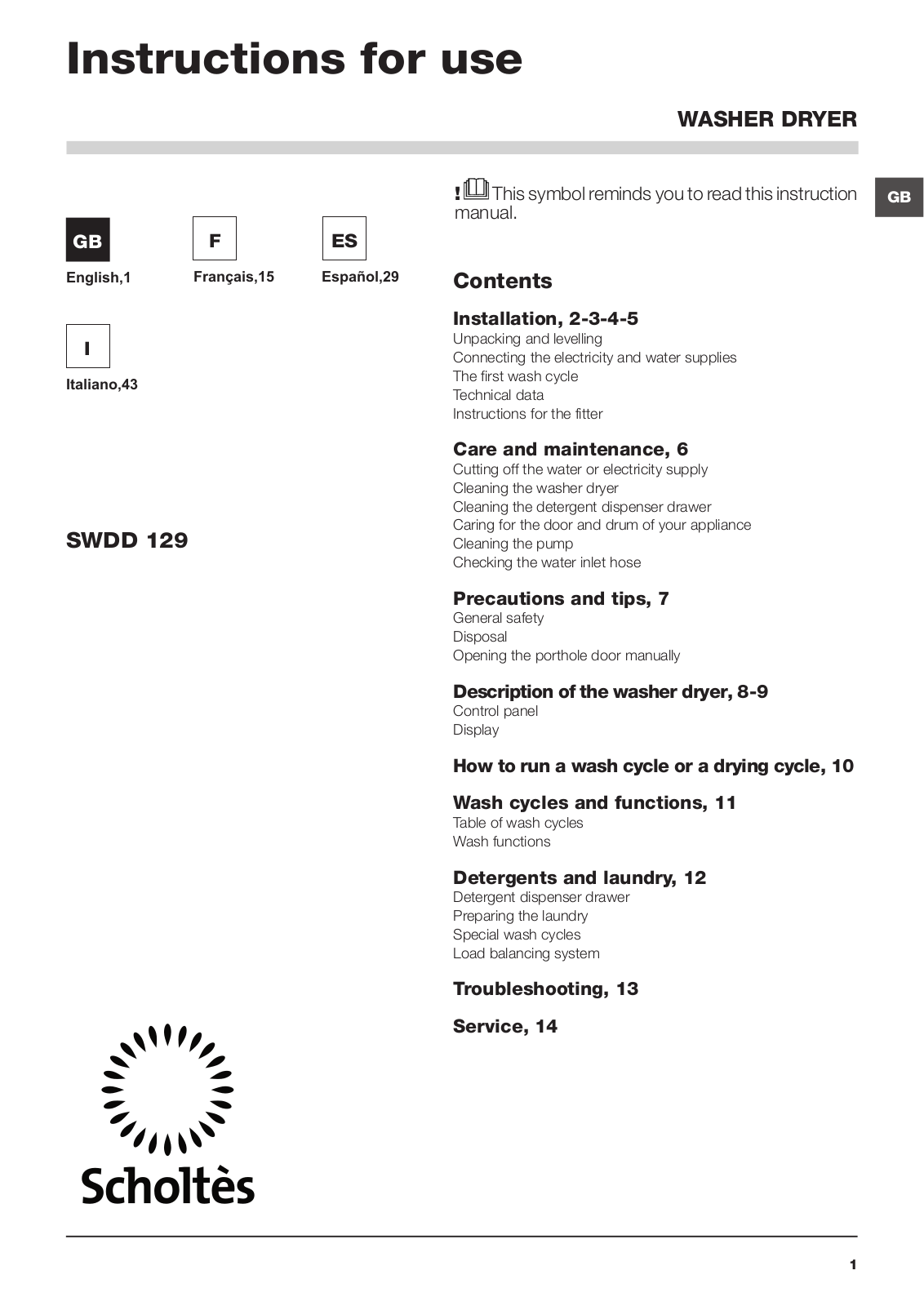 HOTPOINT CAWD 1297 User Manual