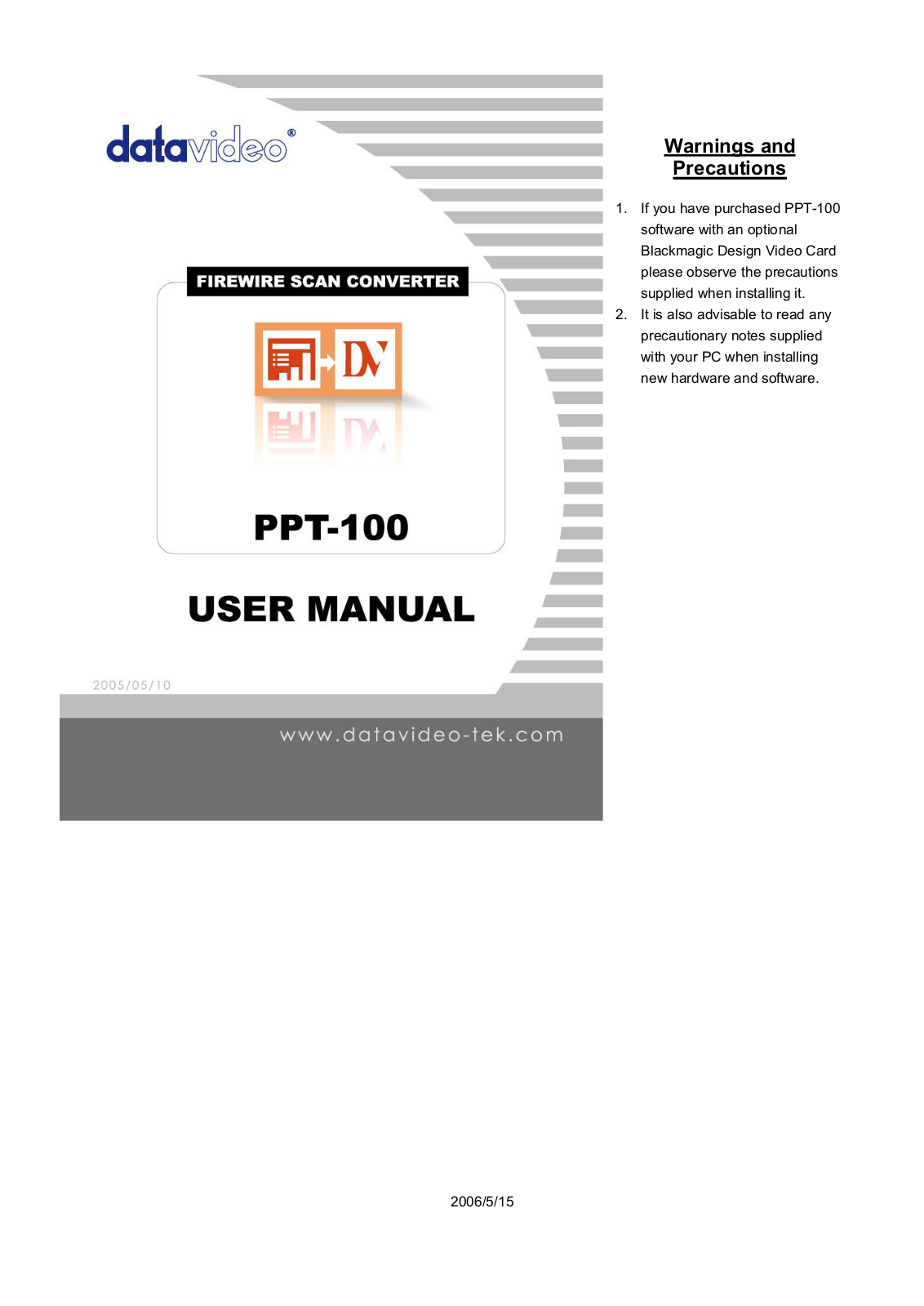 Datavideo PPT-100 User Manual