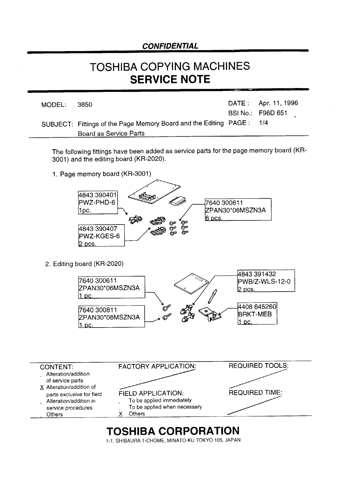 Toshiba f96d651 Service Note