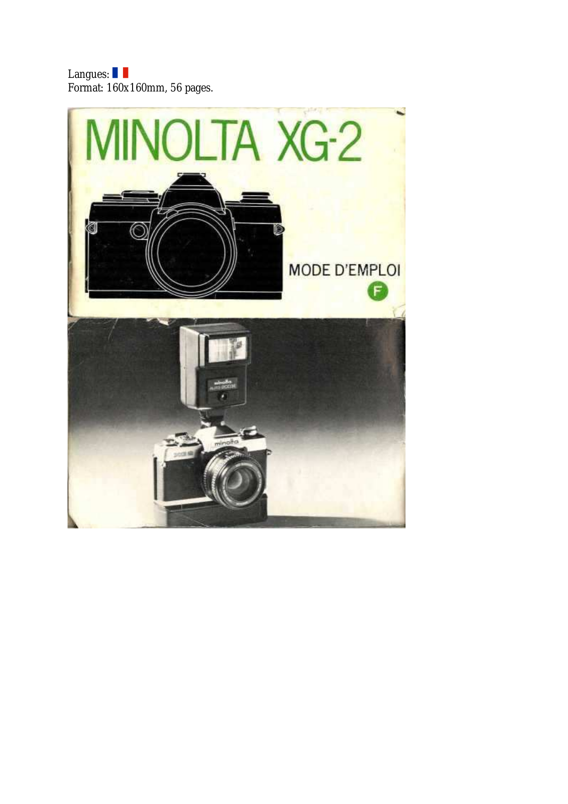 MINOLTA XG-2 User Manual