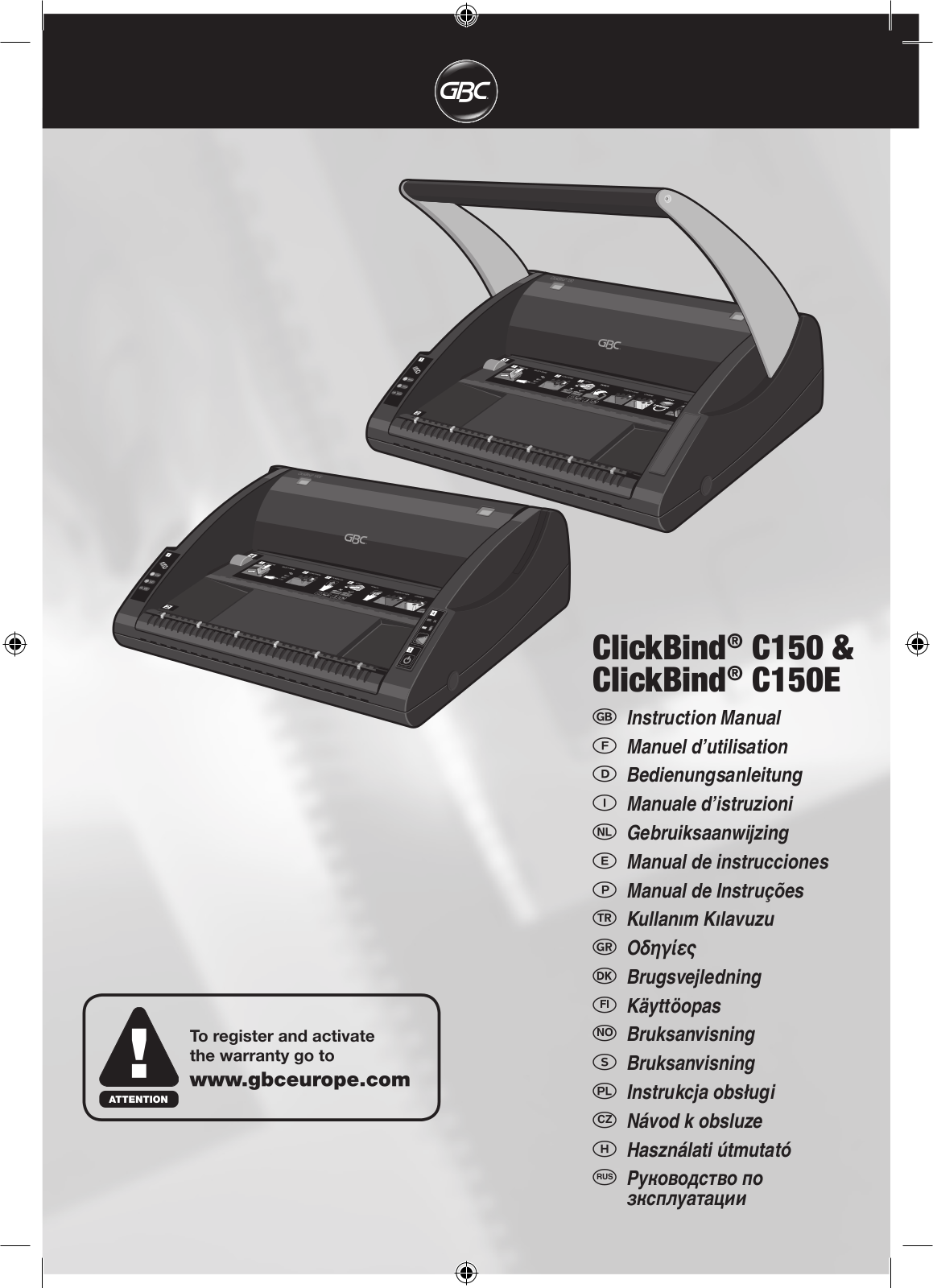 GBC C150, C150E User Manual