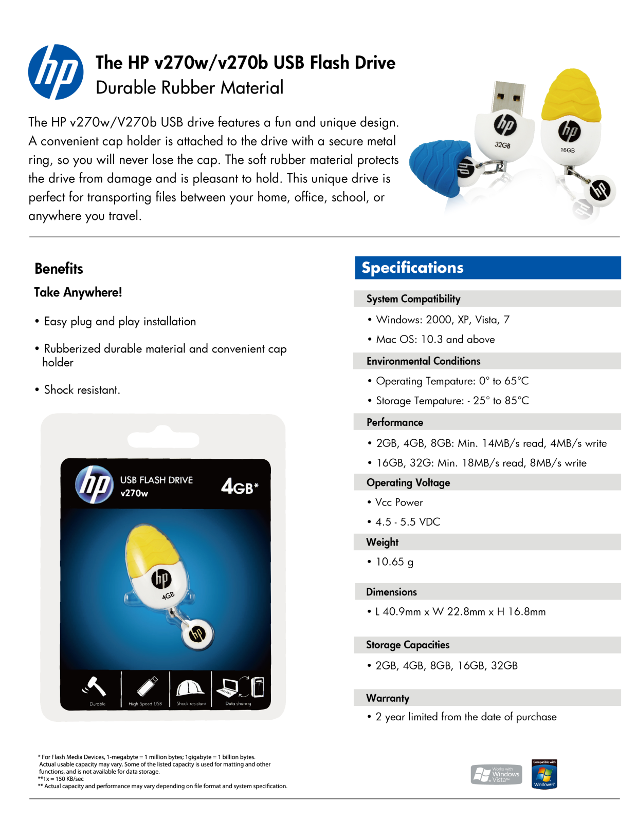 HP v270w Product Information