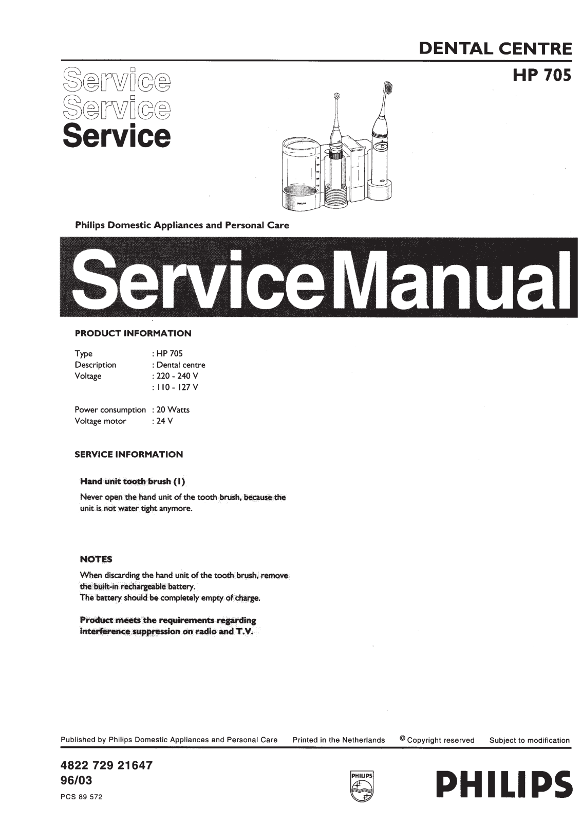 Philips HP705 Service Manual