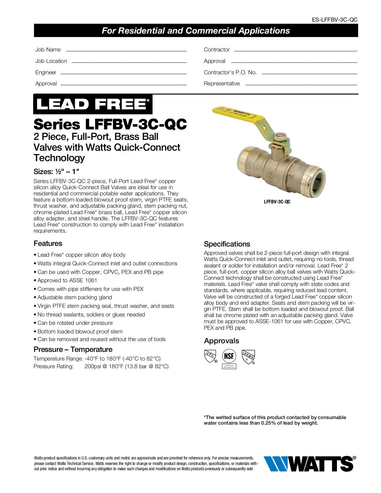 Watts LFFBV-3C-QC User Manual