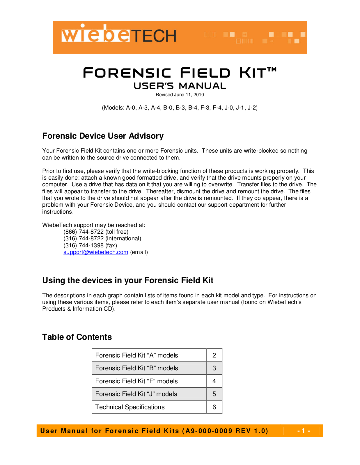 CRU Forensic Field Kit J User Manual