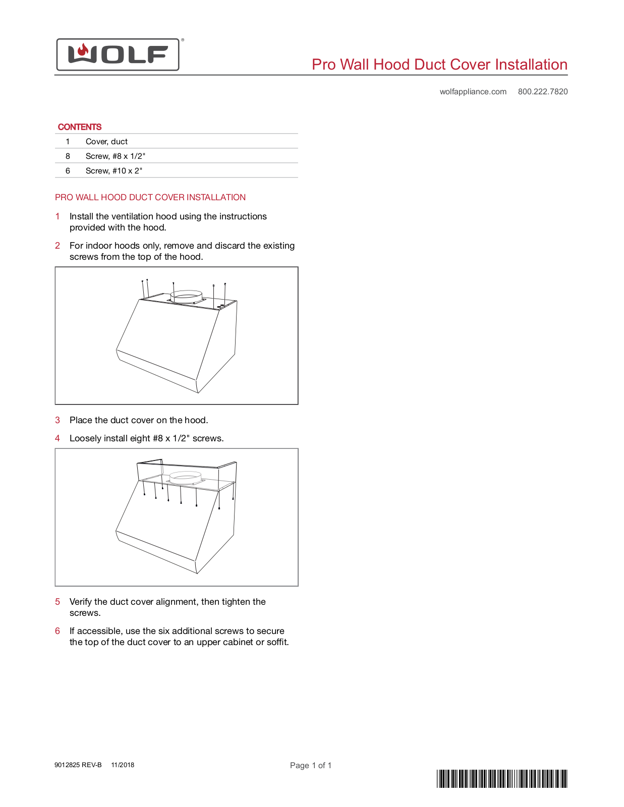 Wolf 828449 Installation manual