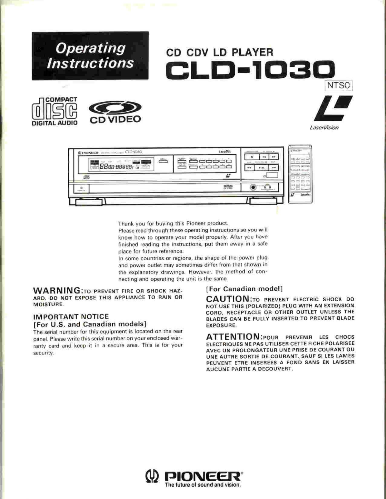 Pioneer CLD-1030 User Manual