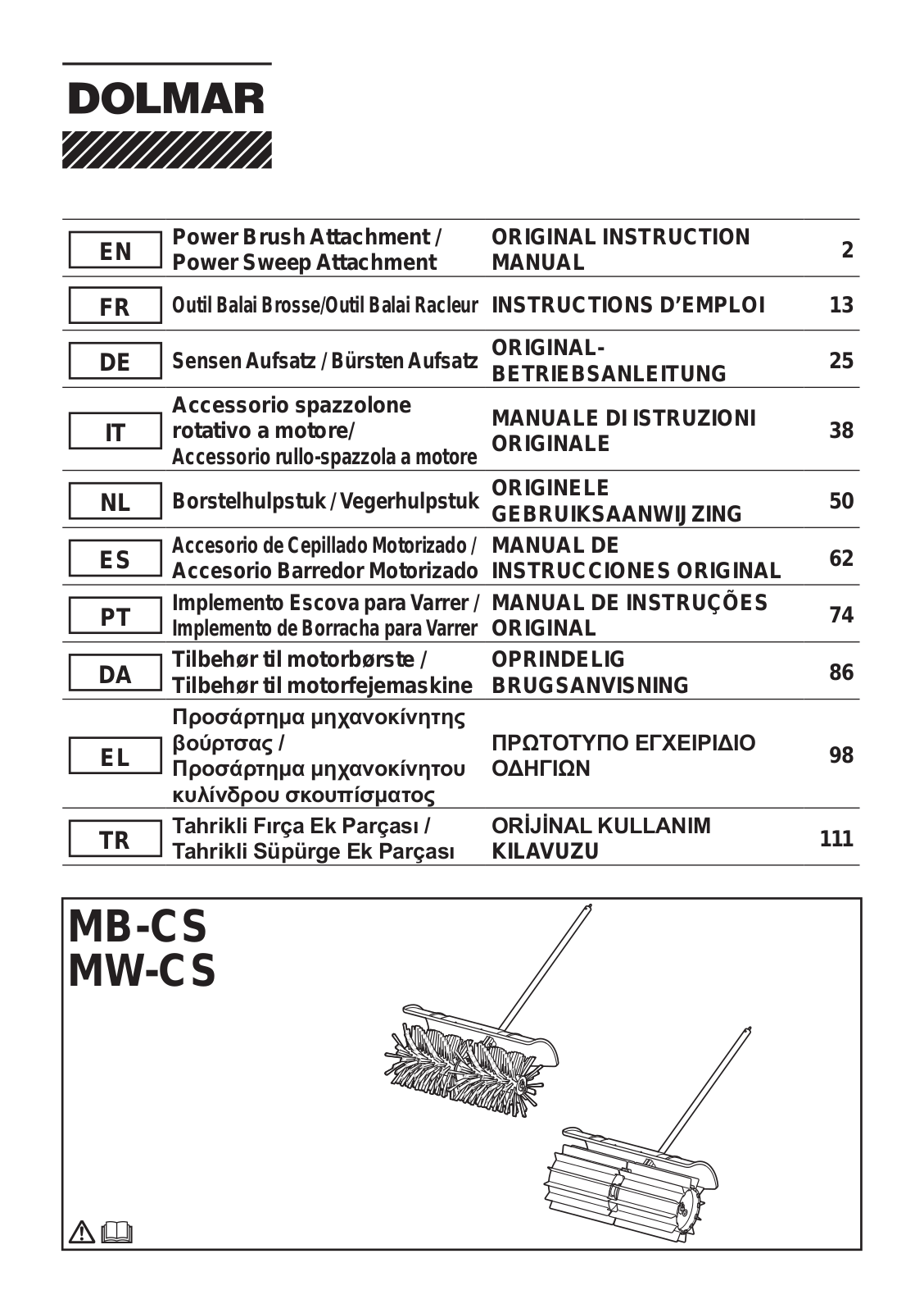 Dolmar MB-CS, MW-CS Original Instruction Manual