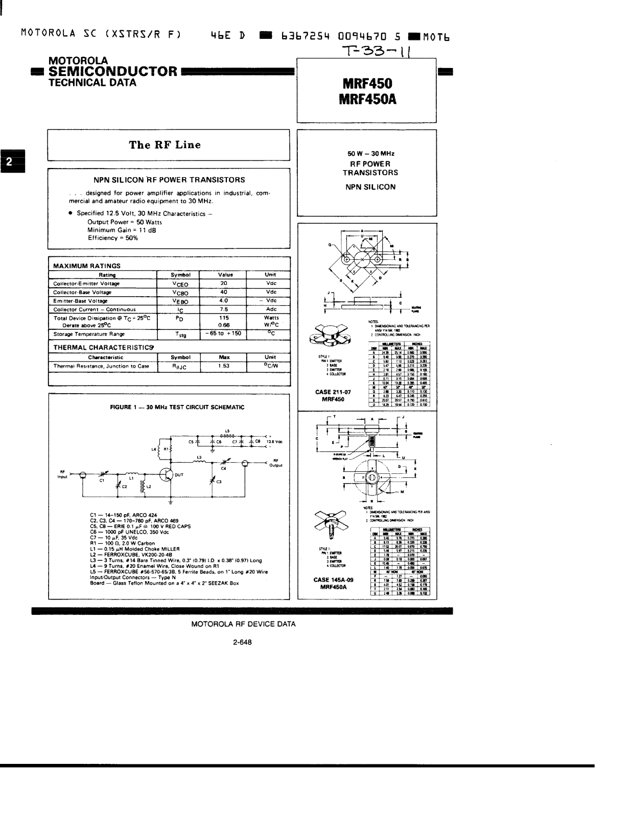 Datasheets MRF450 Datasheet - ManualMachine.com