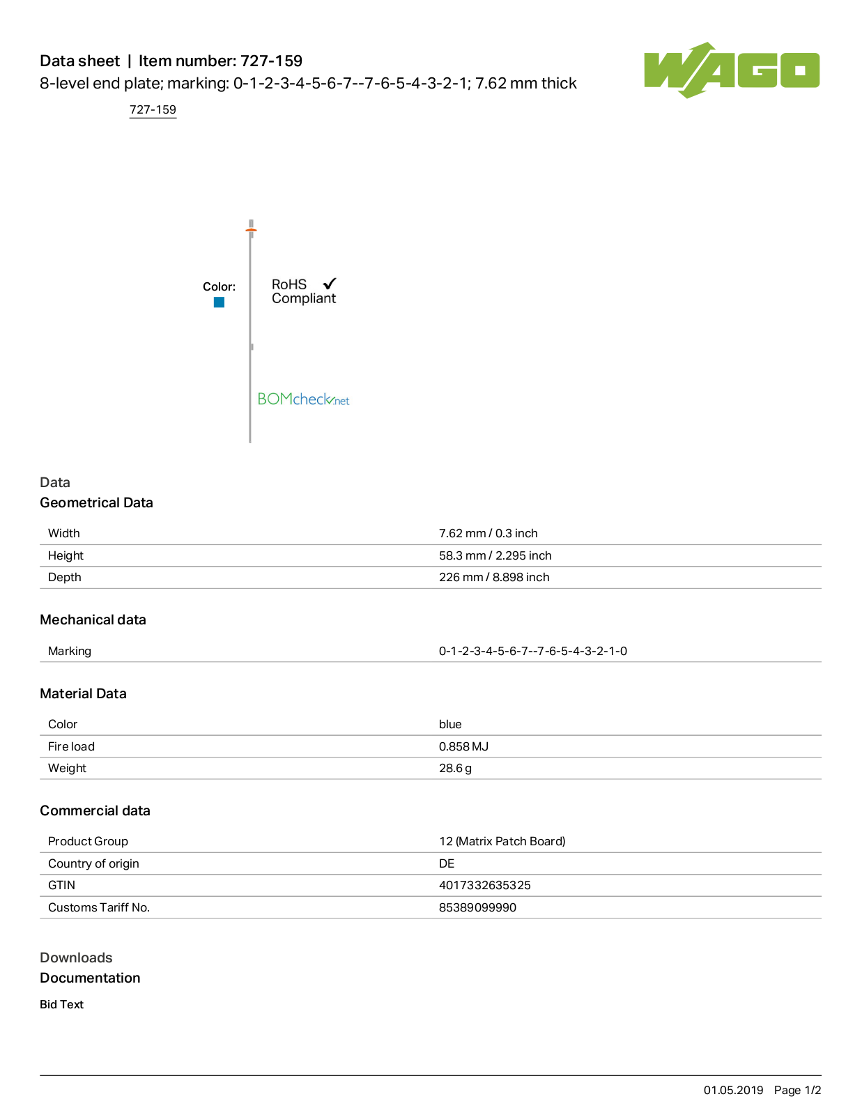 Wago 727-159 Data Sheet