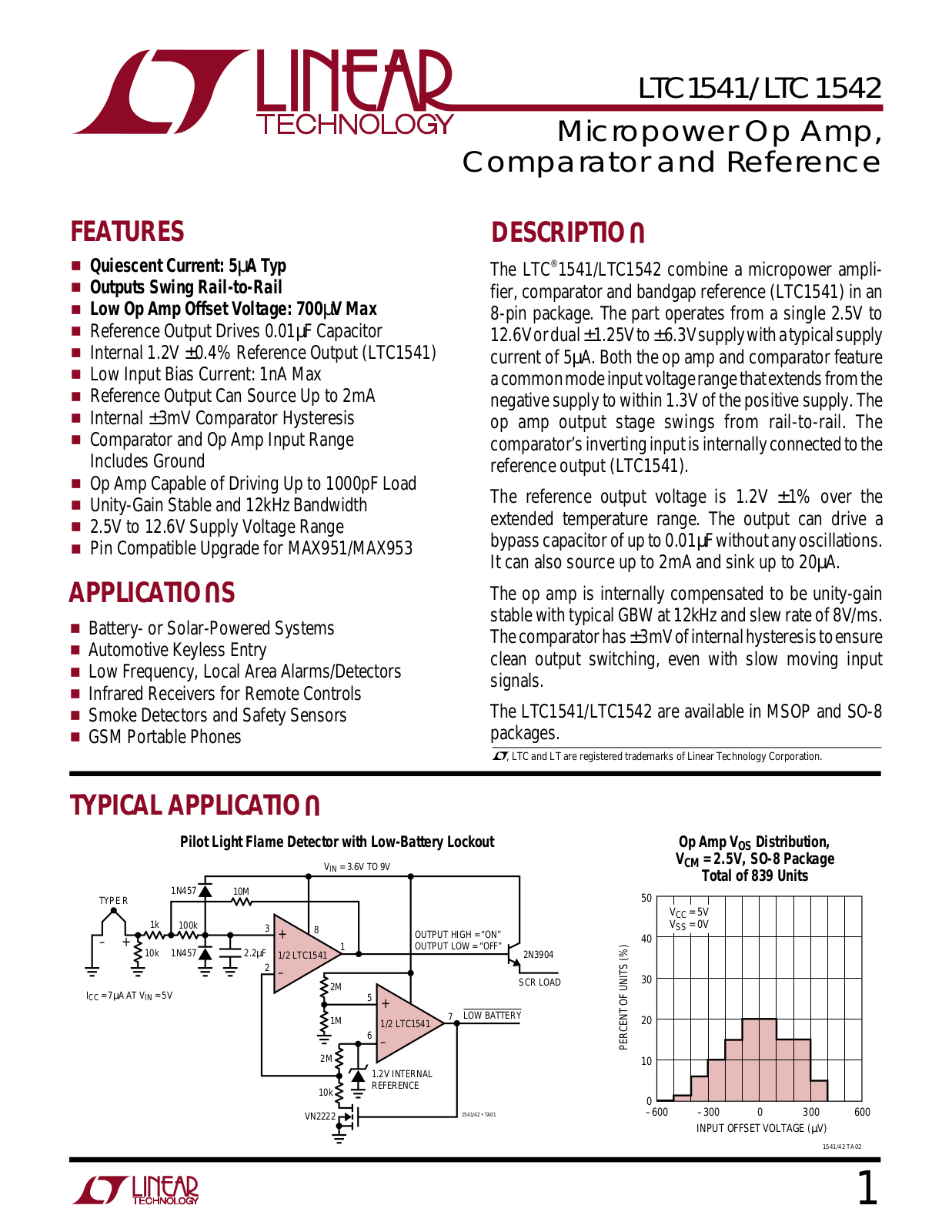 Linear Technology LTC1542, LTC1541 Datasheet