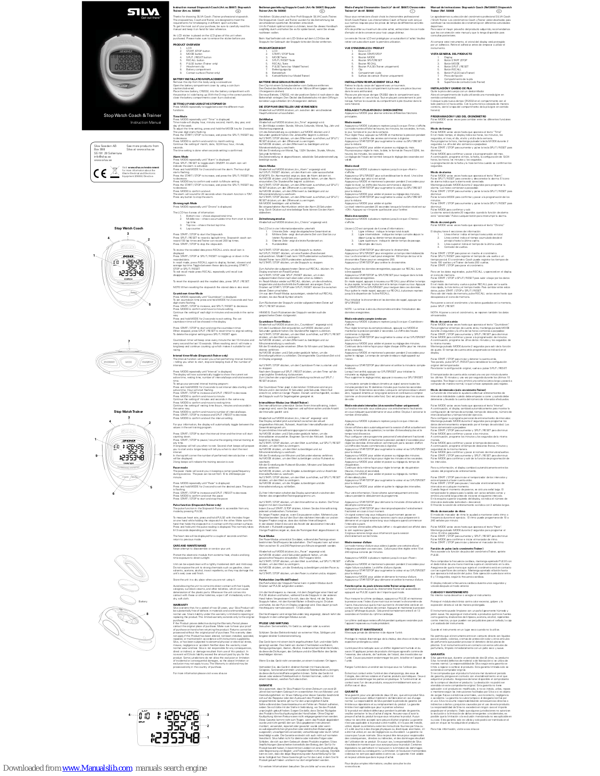 Silva StopWatch Coach, 56067, 56069 User Manual - ManualMachine.com