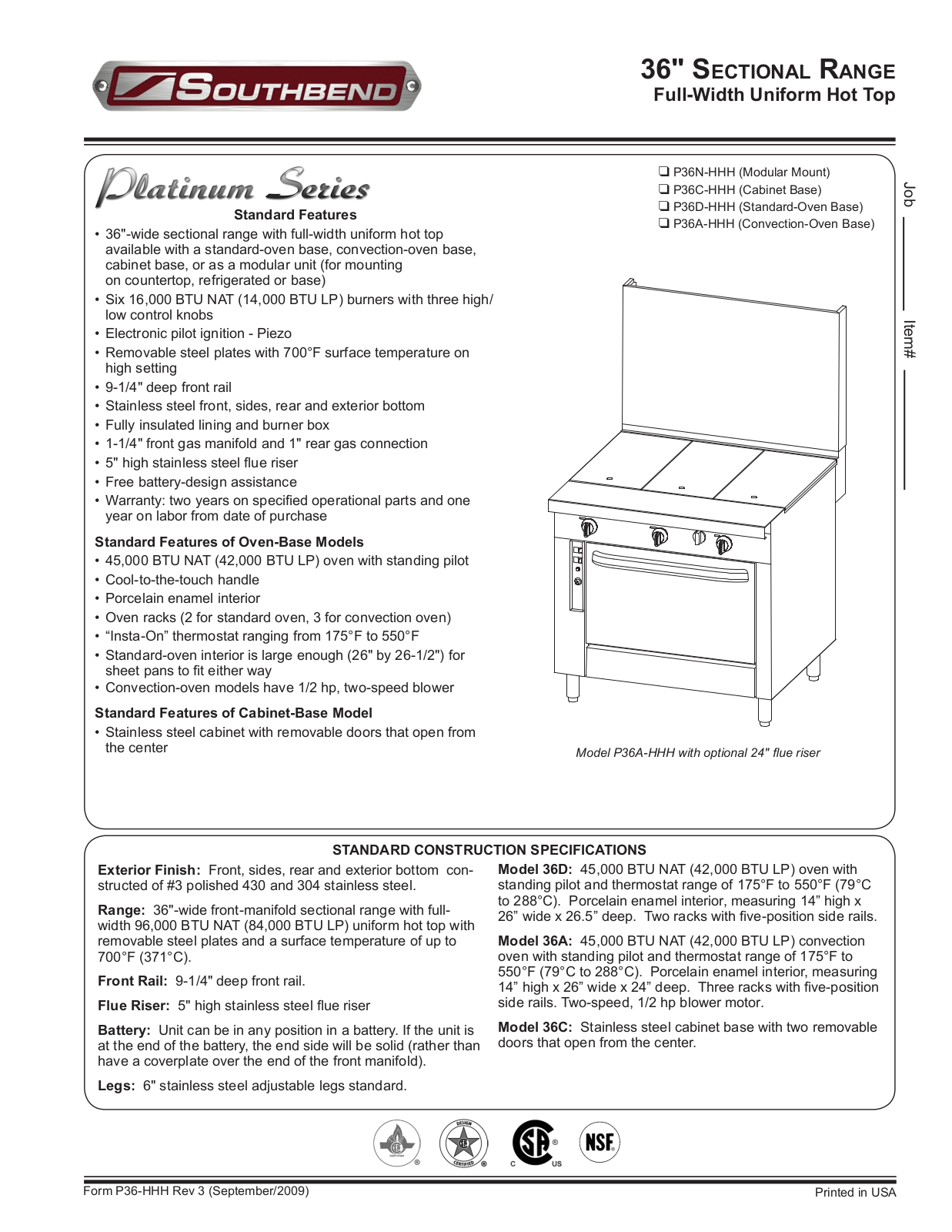 Southbend P36N-HHH General Manual