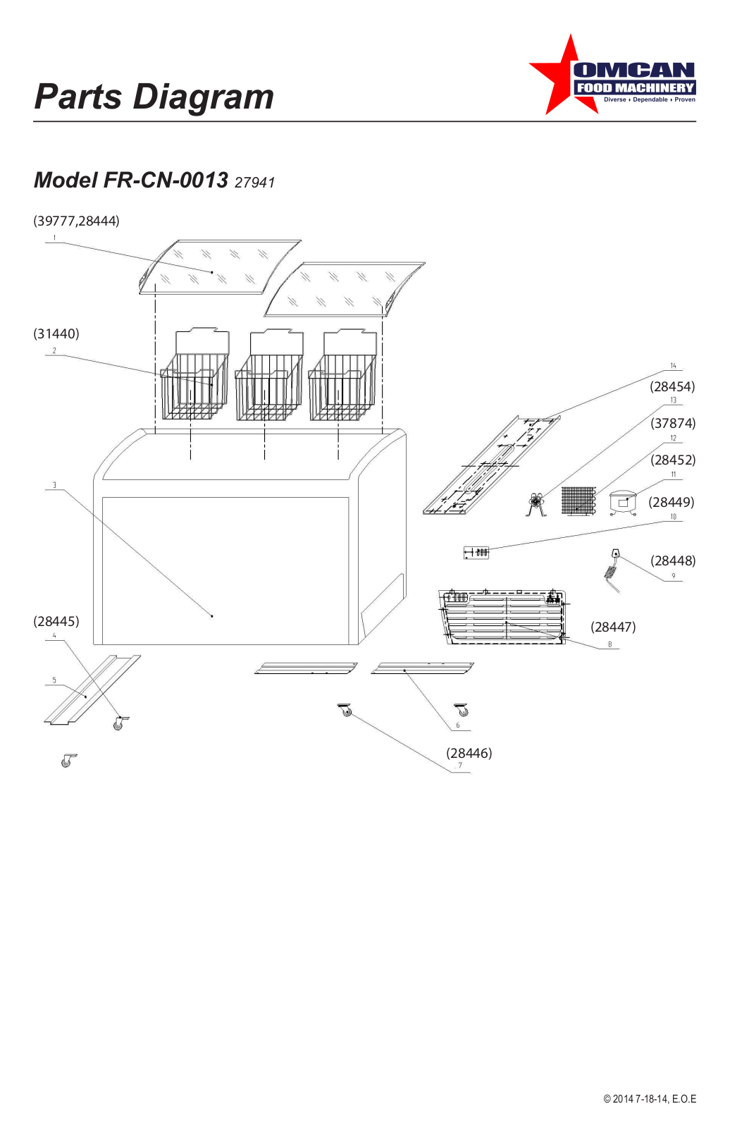 Omcan Food Machinery FR-CN-0013 Parts List