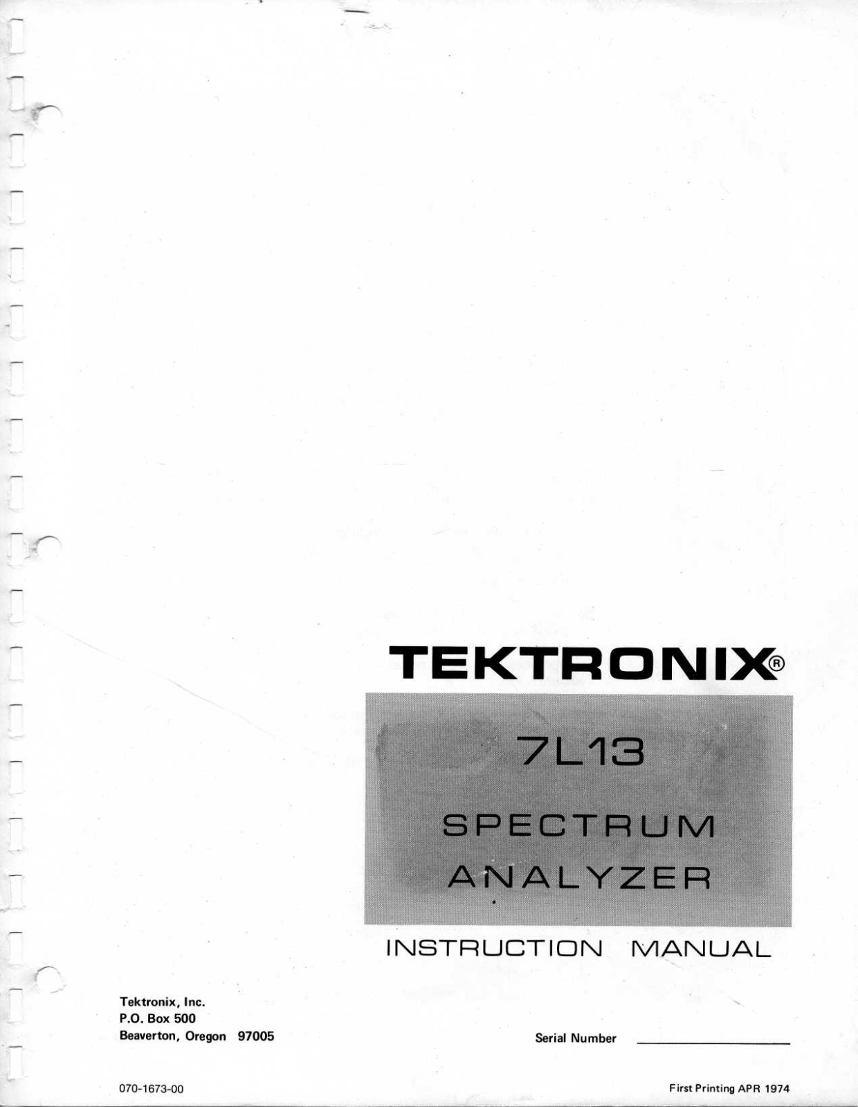 Tektronix 7L13 Service manual