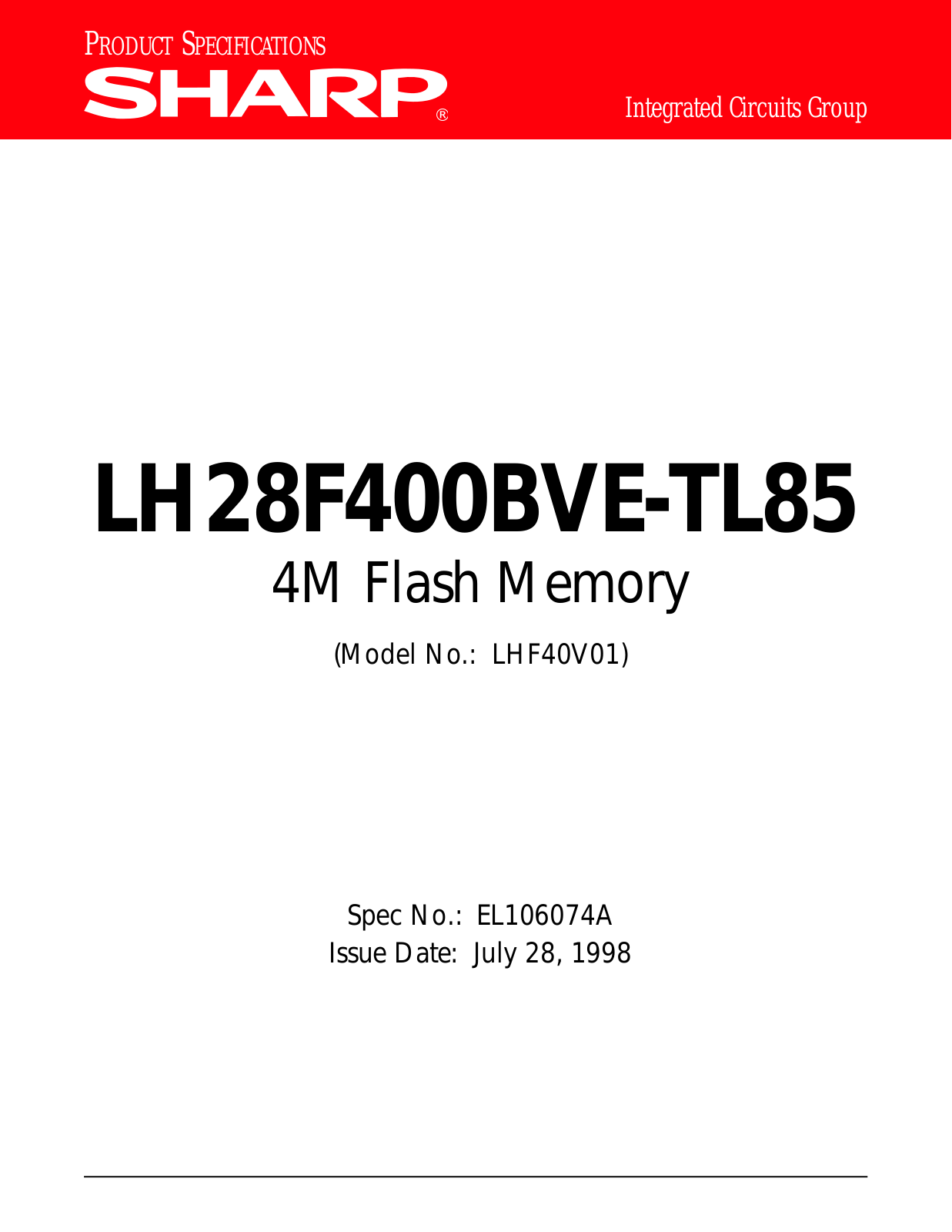 Sharp LH28F400BVE-TL85 Datasheet